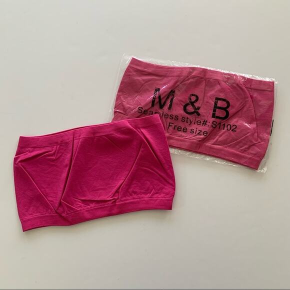 Boutique | Ziva Hot Pink Seamless Bandeau Bralette Two Piece Bundle OS - Picture 6 of 7